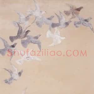1950年 苏卧农《环宇和平图(双屏)》国画花鸟作品图片赏析