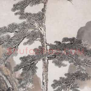 1943年 叶永青《松下琴声》国画山水作品图片赏析