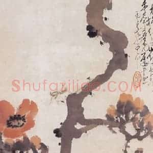 1936年 赵少昂《木棉螳螂》国画花鸟作品图片赏析