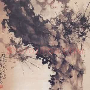 1941年 赵少昂《草虫松树图》国画花鸟作品图片赏析