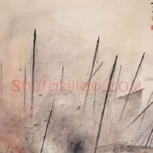 1940年 关山月《三灶岛外所见》国画山水作品图片赏析