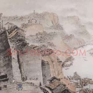 1942年 关山月《嘉陵江码头》国画人物作品图片赏析