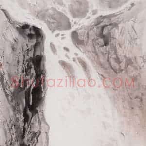1961年 关山月《长白飞瀑》国画山水作品图片赏析