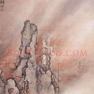 高剑父《东战场的烈焰》国画山水作品图片赏析