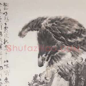 1929年 高剑父《大鹰》国画花鸟作品图片赏析