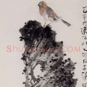 1938年 高剑父《蜡嘴鸟》国画花鸟作品图片赏析