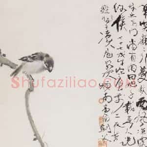 1948年 高剑父《葫芦虫雀》国画花鸟作品图片赏析