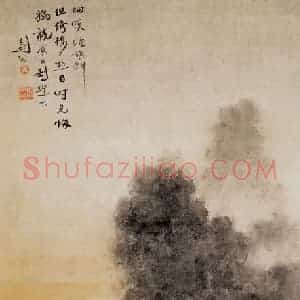 高剑父《倚楼极目图》国画山水作品图片赏析
