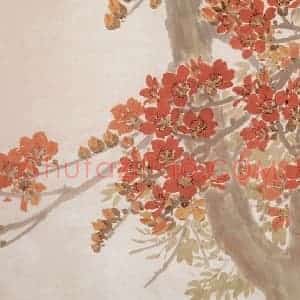 1942年 陈树人《春光》国画花鸟作品图片赏析