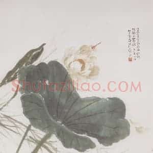 1944年 陈树人《白荷》国画花鸟作品图片赏析