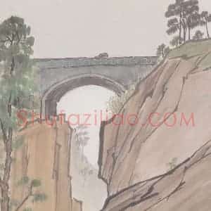 1946年 陈树人《天桥》国画花鸟作品图片赏析