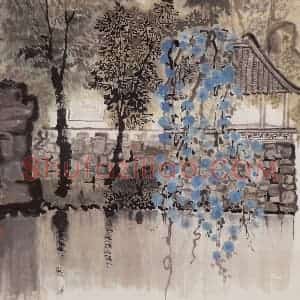 1981年 庞薰琴《藤花》国画花鸟作品图片赏析