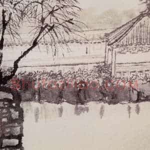 1983年 庞薰琴《南通小景》国画山水作品图片赏析