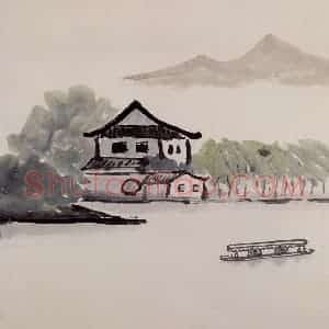 1984年 庞薰琴《平湖》国画山水作品图片赏析