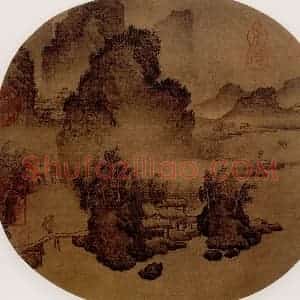 宋代 夫名《溪山风雨图》国画山水作品图片赏析