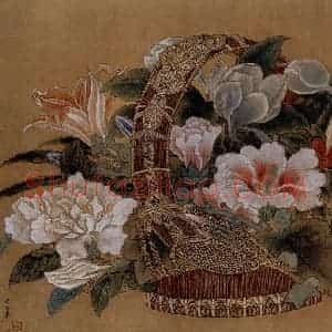 宋代 李嵩《花篮图》国画花鸟作品图片赏析