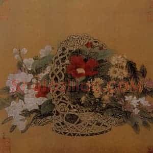 宋代 李嵩《花篮图》国画花鸟作品图片赏析