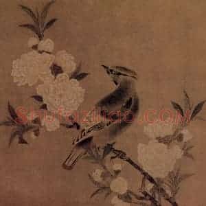 宋代 夫名《桃花山鸟图》国画花鸟作品图片赏析