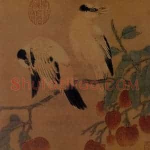 宋代 夫名《桑果山鸟图》国画花鸟作品图片赏析