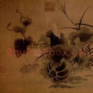 宋代 夫名《螽斯绵瓞图》国画花鸟作品图片赏析