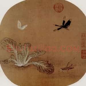 宋代 夫名《野蔬草虫图》国画花鸟作品图片赏析