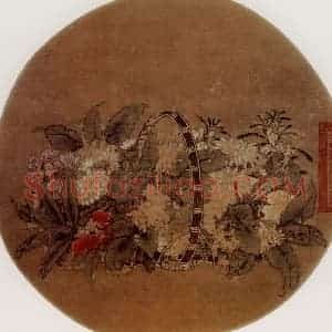 宋代 夫名《花篮图》国画花鸟作品图片赏析
