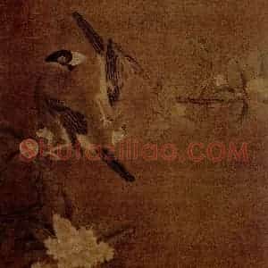 宋代 夫名《山茶蜡嘴图》国画花鸟作品图片赏析