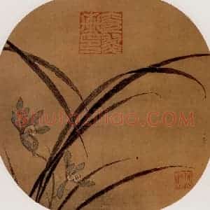 宋代 夫名《秋兰图》国画花鸟作品图片赏析