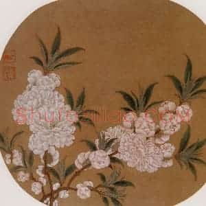 宋代 夫名《碧桃图》国画花鸟作品图片赏析