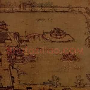 宋代 张择端《金明池争标图》国画山水作品图片赏析