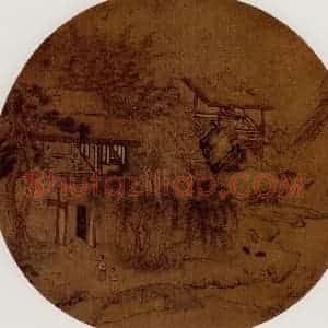 宋代 何筌《草堂客话图》国画山水作品图片赏析