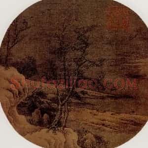 宋代 夫名《寒汀宿雁图》国画山水作品图片赏析