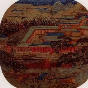 宋代 夫名《曲院莲香图》国画山水作品图片赏析
