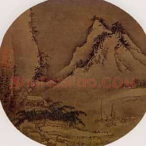 宋代 夫名《雪江泊舟图》国画山水作品图片赏析