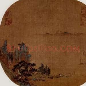 宋代 夫名《江碧岫图》国画山水作品图片赏析