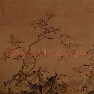 宋代 夫名《玩月图》国画山水作品图片赏析