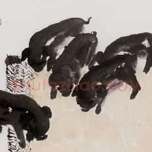 1982年 汤文选《晒场上》国画作品图片赏析