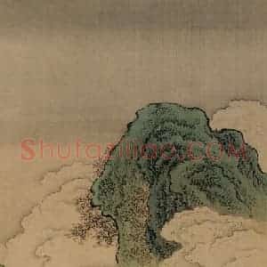 清代 袁江《白云红树》国画山水作品图片赏析