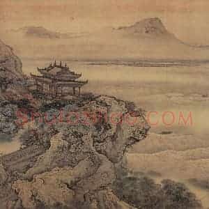 清代 袁江《观潮图》国画山水作品图片赏析