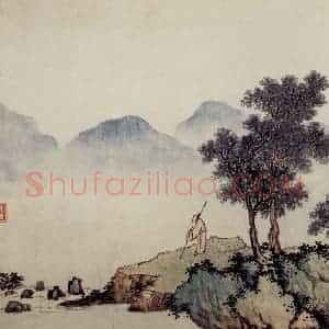 明代 沈周《落花诗书画卷》国画山水工笔作品图片赏析