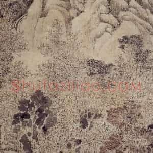 明代 胡宗信《秋林书屋图轴》国画山水工笔作品图片赏析