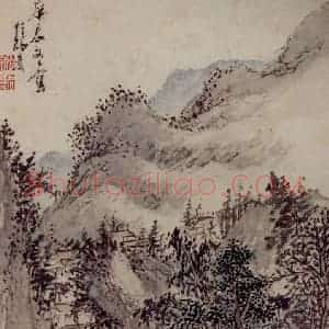 明代 张宏《山水册页》国画山水工笔作品图片赏析