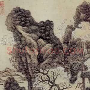 明代 陈洪绶《山水图册》国画山水工笔作品图片赏析