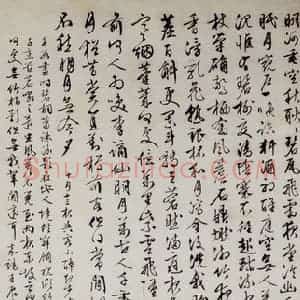 明代 文征明《中庭步月图轴》国画山水工笔作品图片赏析