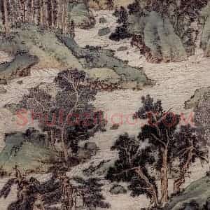 明代 文征明《万壑争流图轴》国画山水工笔作品图片赏析