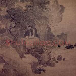 明代 唐寅《看泉听风图轴》国画山水工笔作品图片赏析