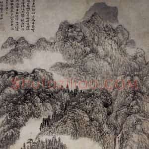 明代 吴彬《丛嶂层峦图轴》国画山水工笔作品图片赏析