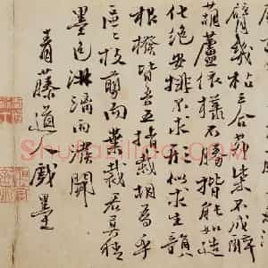 徐渭《花卉人物卷》国画花鸟人物作品图片赏析