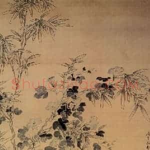 清代 蒋廷锡《海棠牵牛图》国画花鸟作品图片赏析