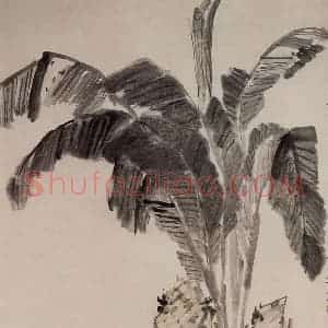 清代 李鳝《蕉石萱花图》国画花鸟作品图片赏析